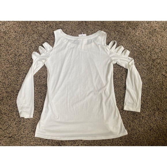 *NEW W/TAG* Leo Rosi long sleeve cold shoulder slit top size S - Picture 4 of 8